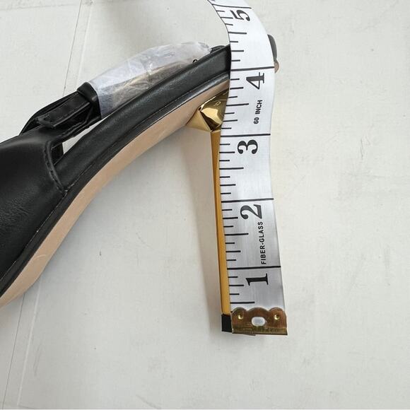 New PLT Black PU Point Tie Buckle Sling Back Heeled Sandals Womens SIZE 8 - Picture 8 of 11